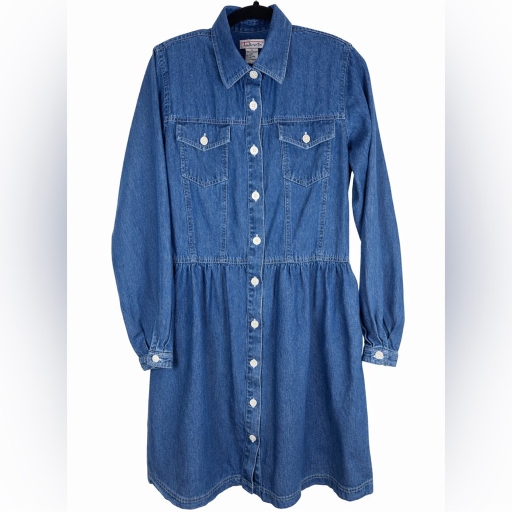 Talbots Blue Denim Long-Sleeve Shirt Dress - Picture 4 of 10